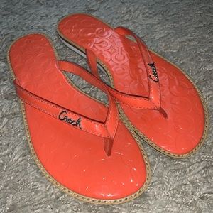 Coach Orange Flip Flops